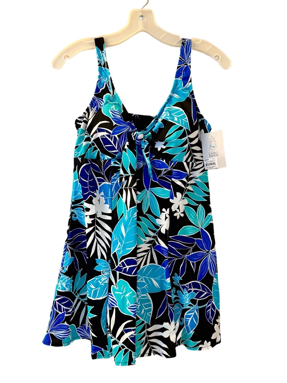 Women’s Croft & Barrow Blue Floral One Piece Swim Dress - Size 14 - NWT